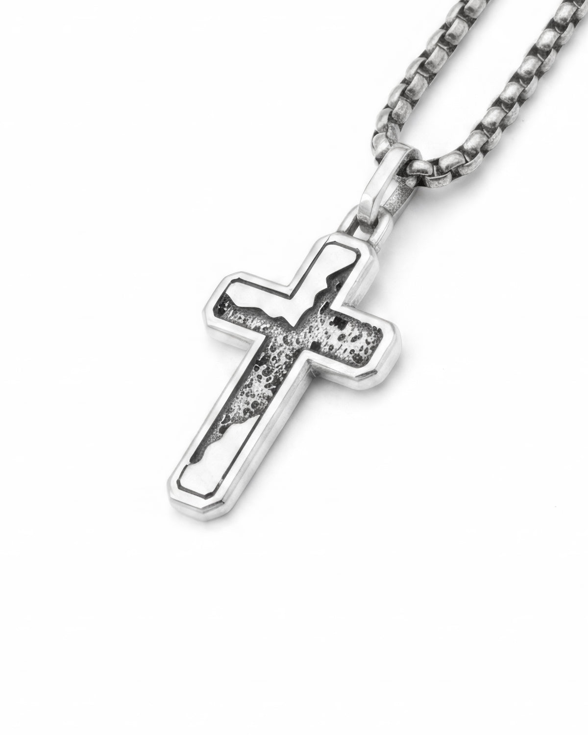 Molten Cross Necklace Sterling Silver Masculine Design