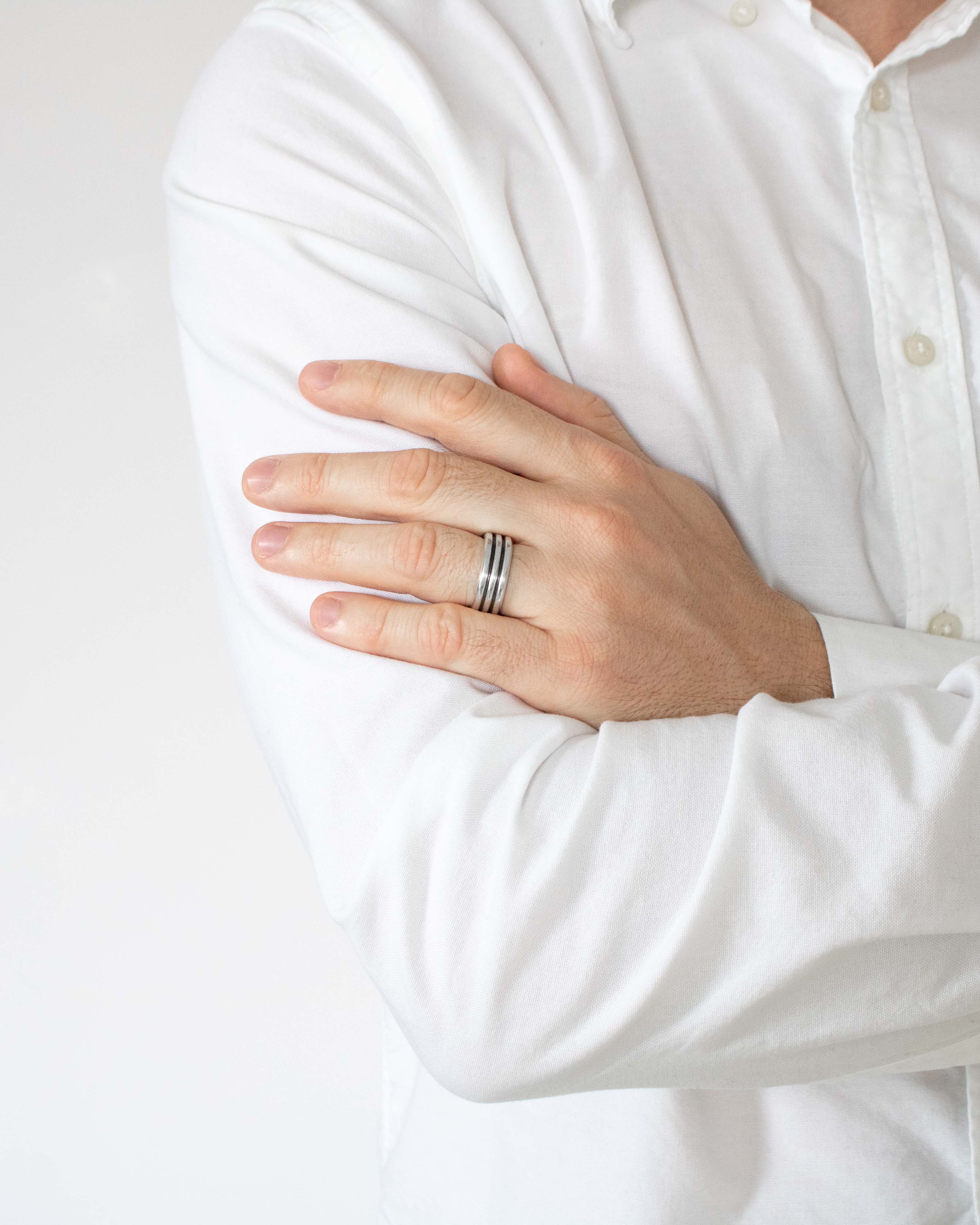 Mens Wide Sterling Silver Ring Bold Contoured Texture