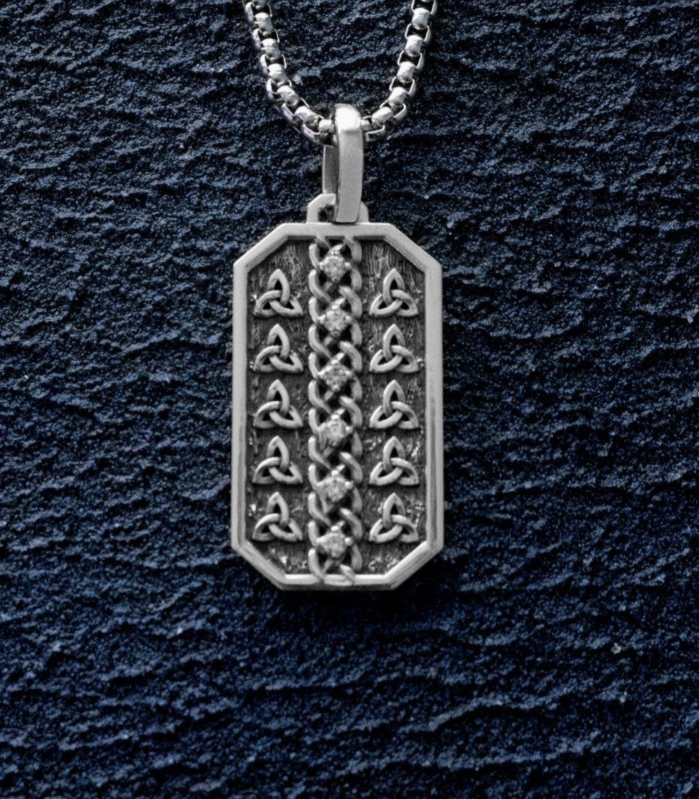 Irish knot & Trinity Silver Celtic Necklace for Men