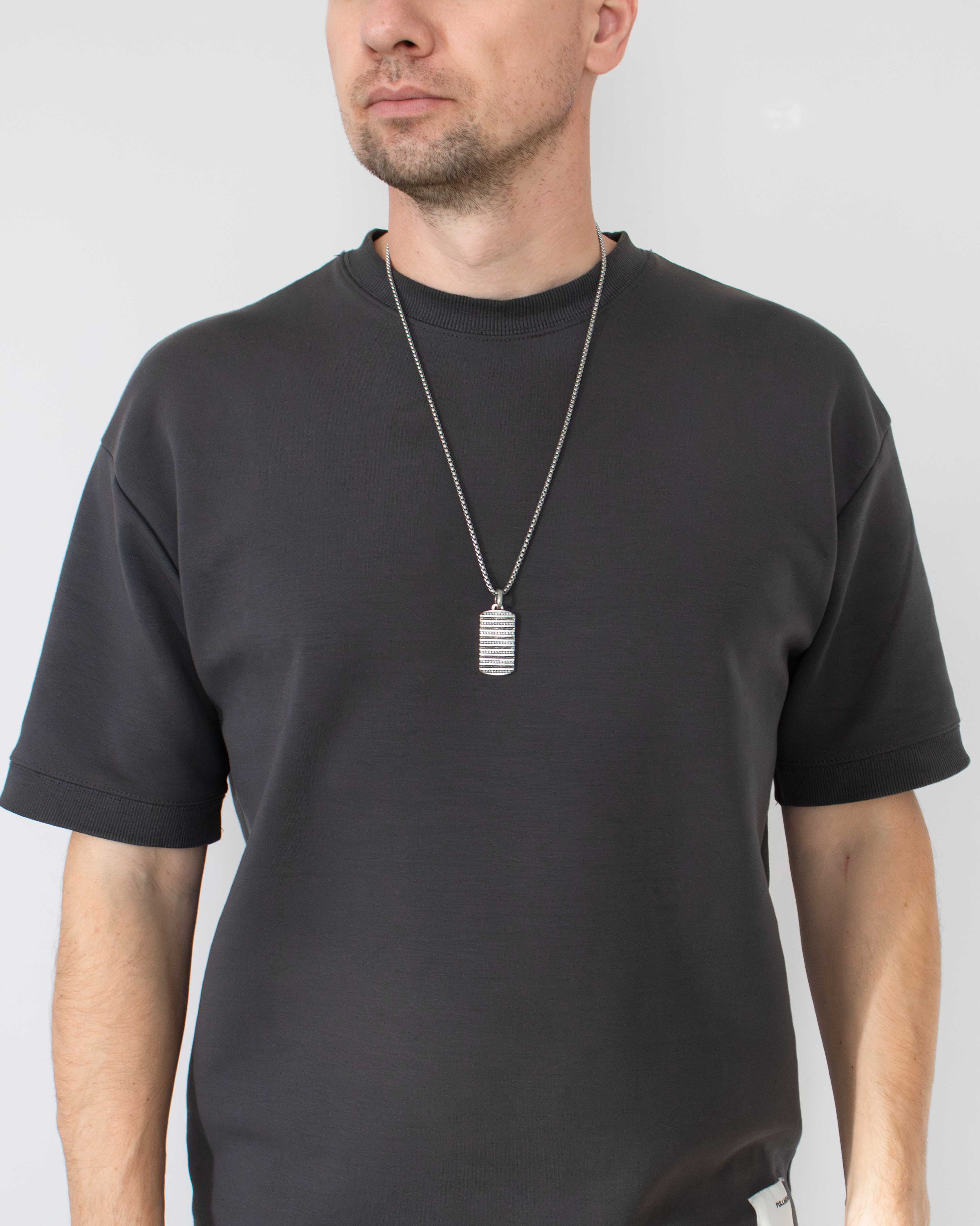 Alchemy Silver Tag Pendant Earth Element Gift for Him