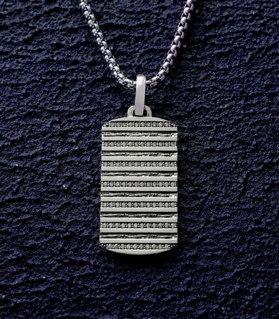 Alchemy Silver Tag Pendant Earth Element Gift for Him