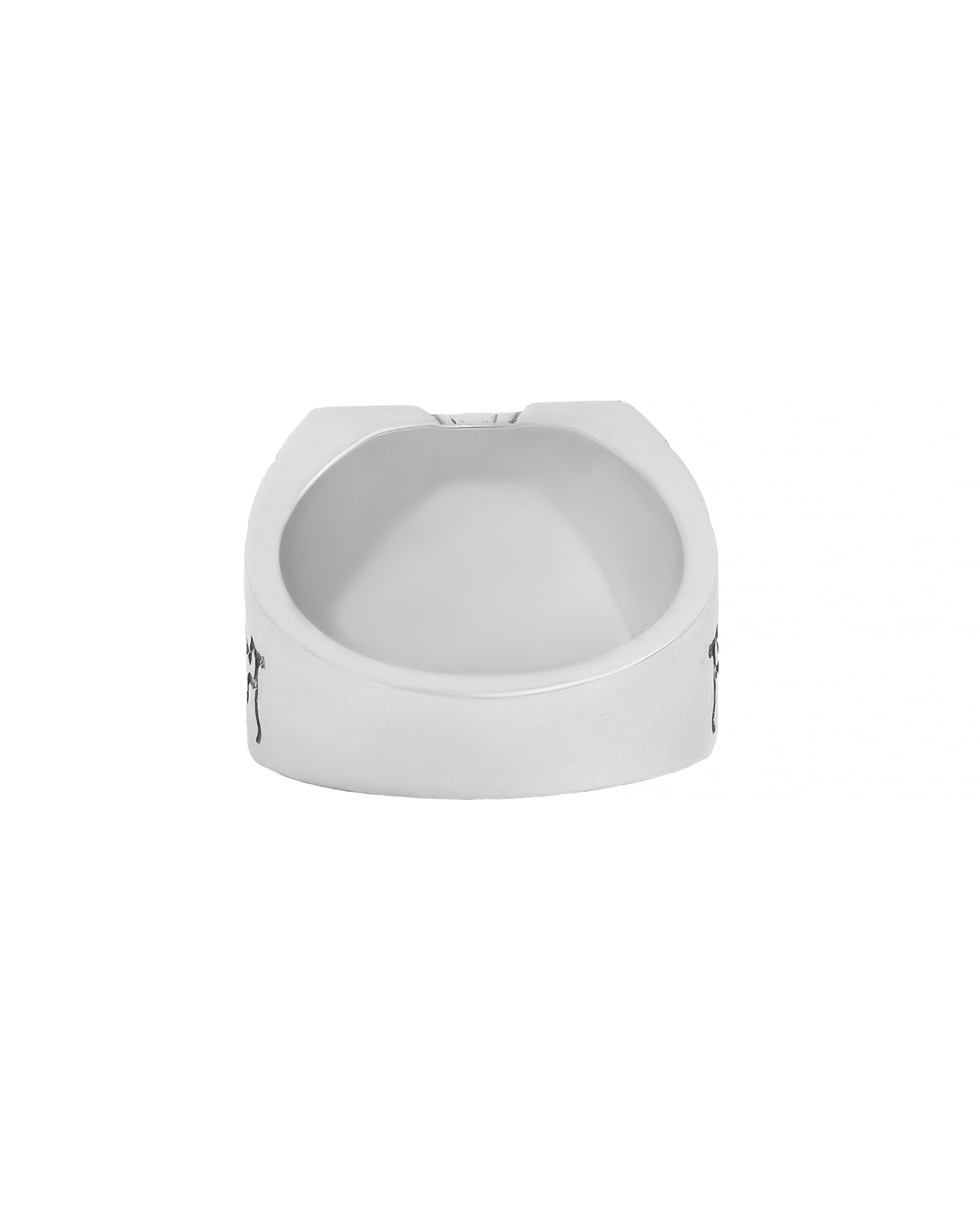 Modern Silver Signet Ring Two Initials Cracked Design