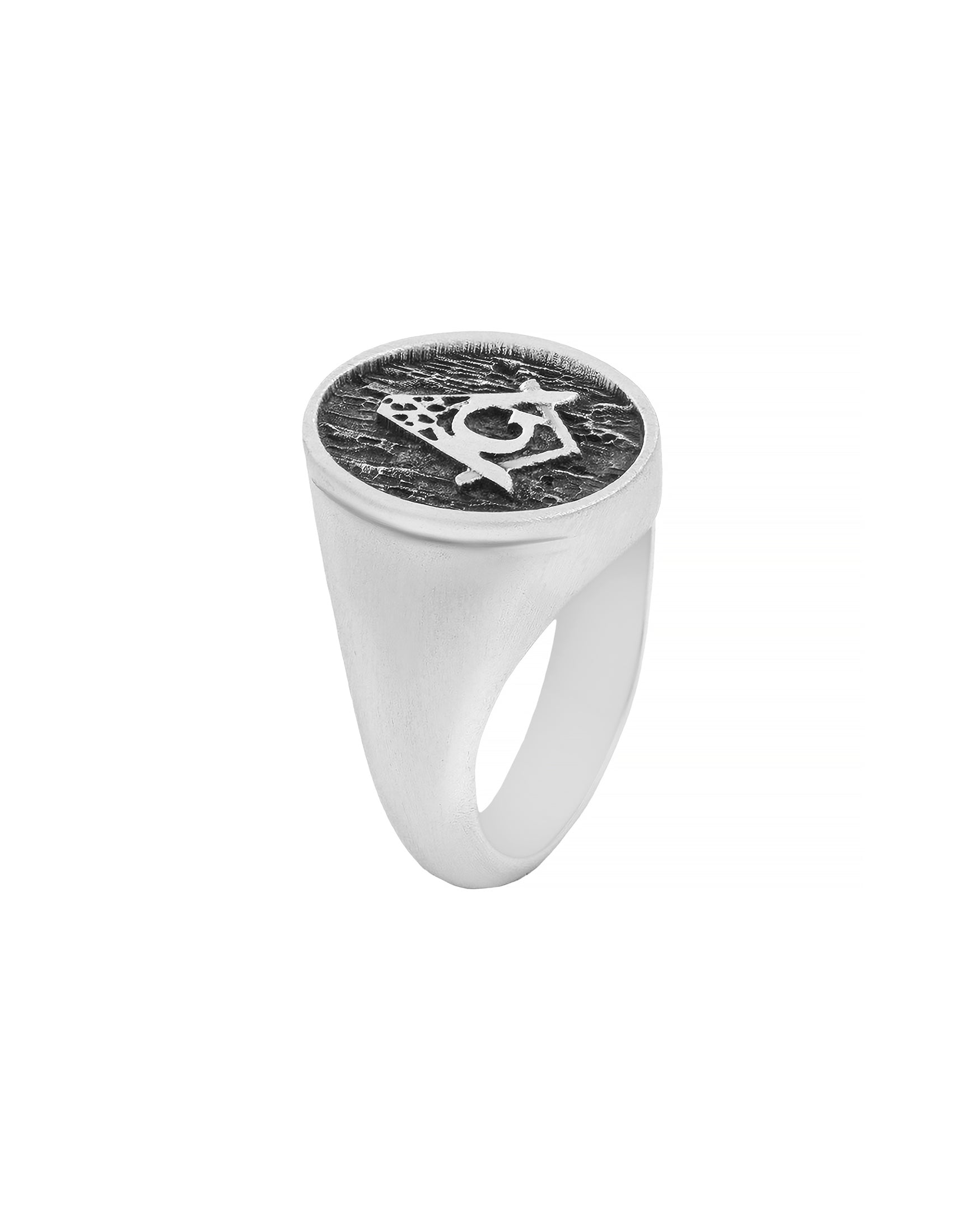 Men's Freemason Ring Oxford Oval Signet Sterling Silver