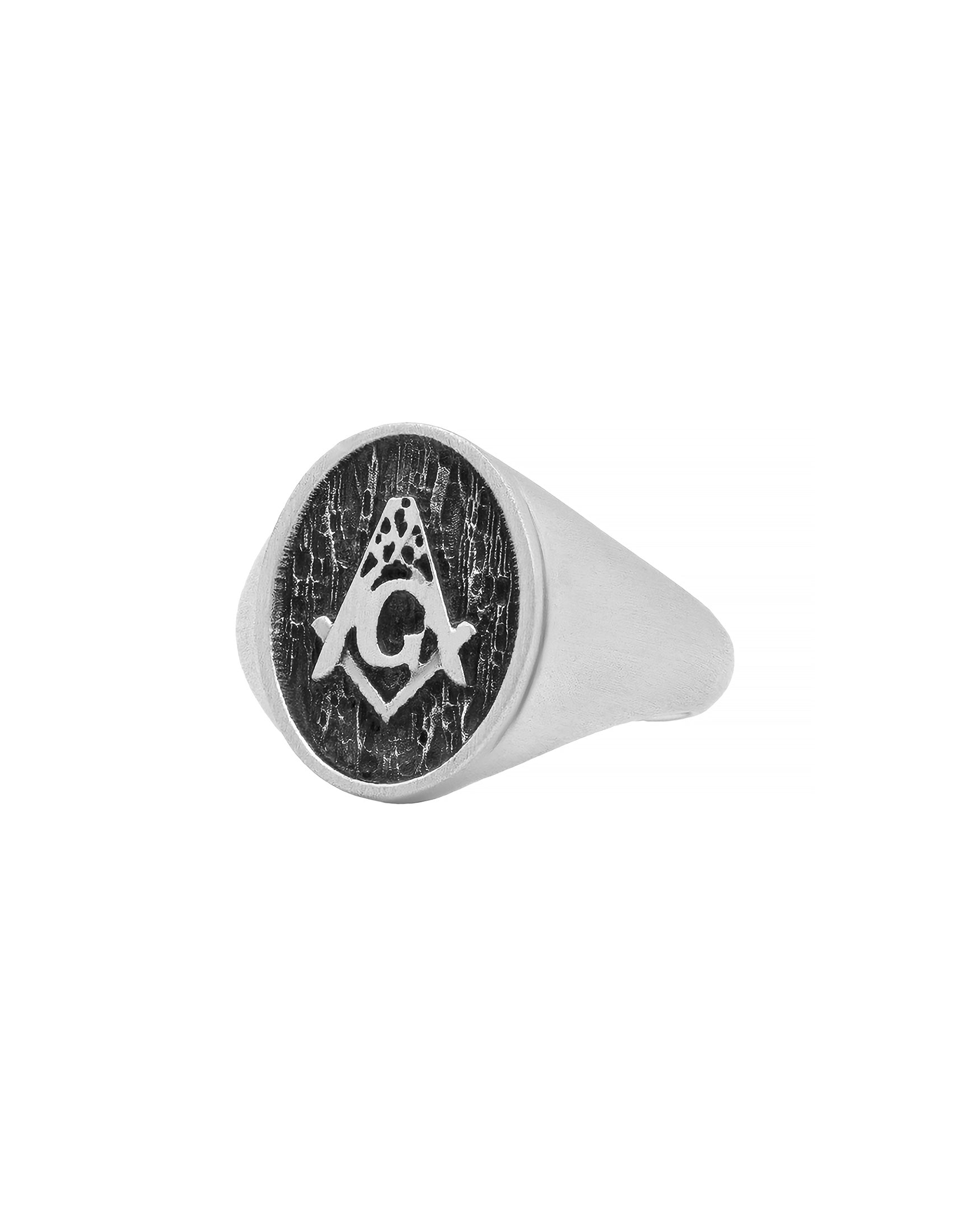 Men's Freemason Ring Oxford Oval Signet Sterling Silver