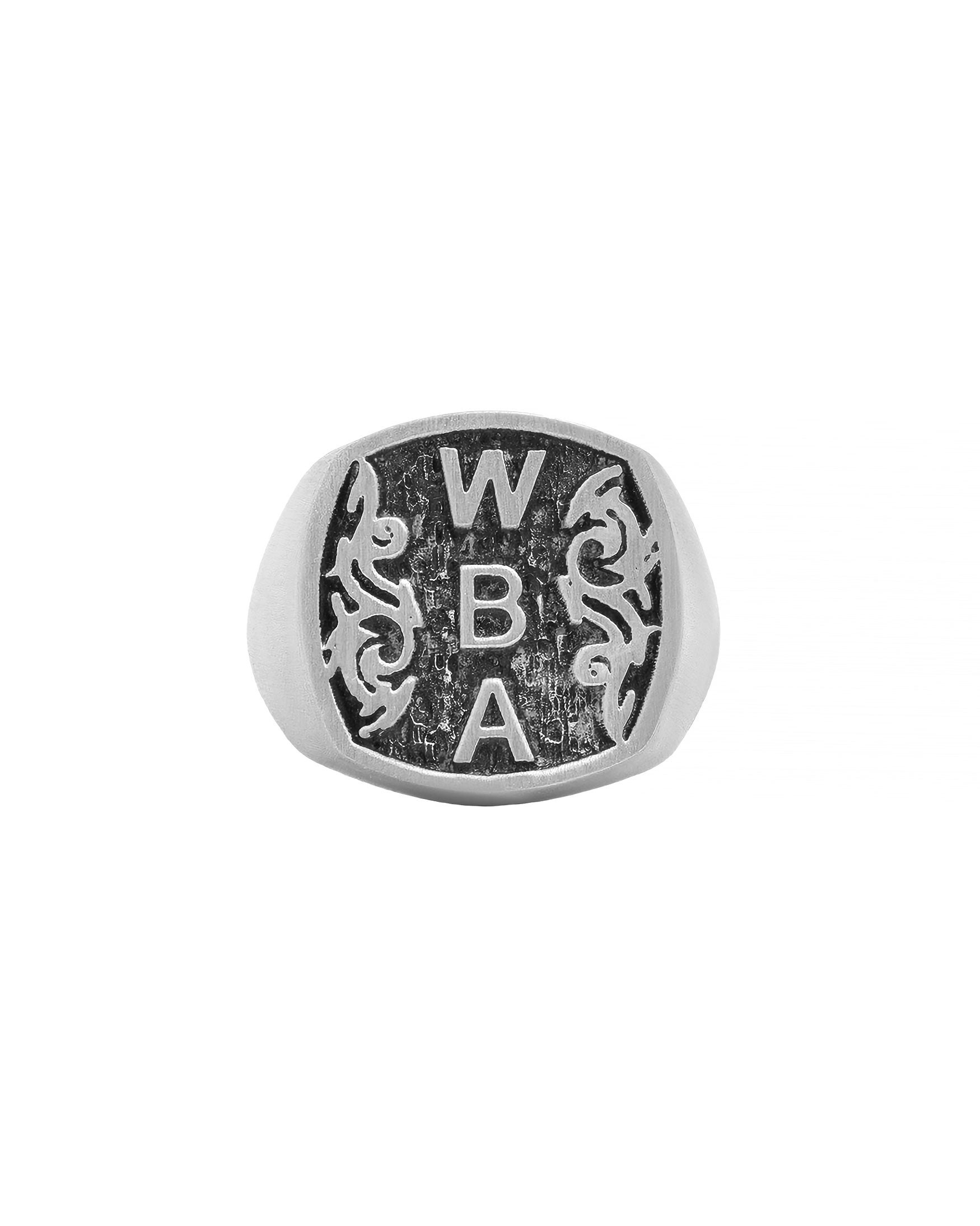 Personalized Signet Ring Oxidized Silver Viking Design