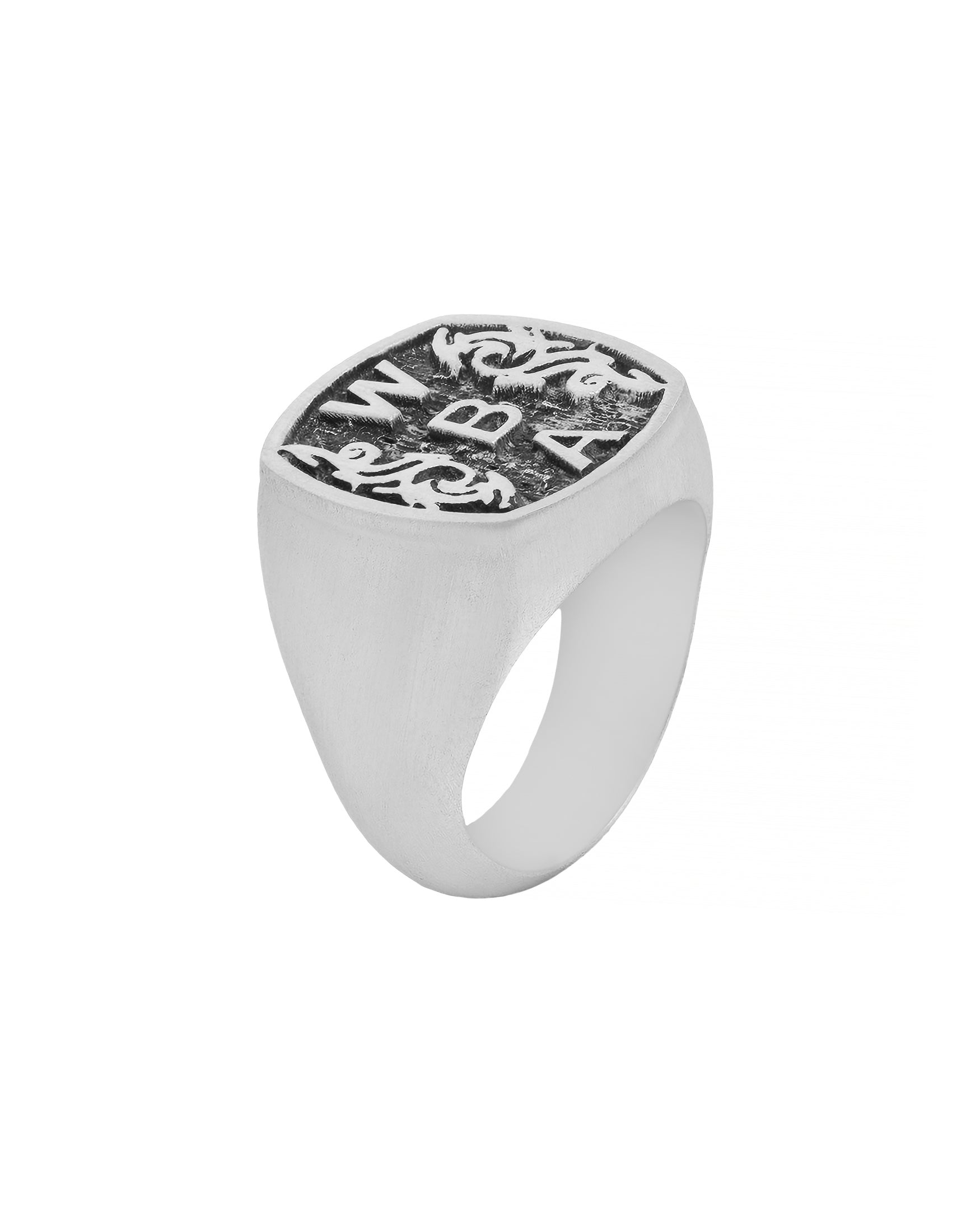 Personalized Signet Ring Oxidized Silver Viking Design