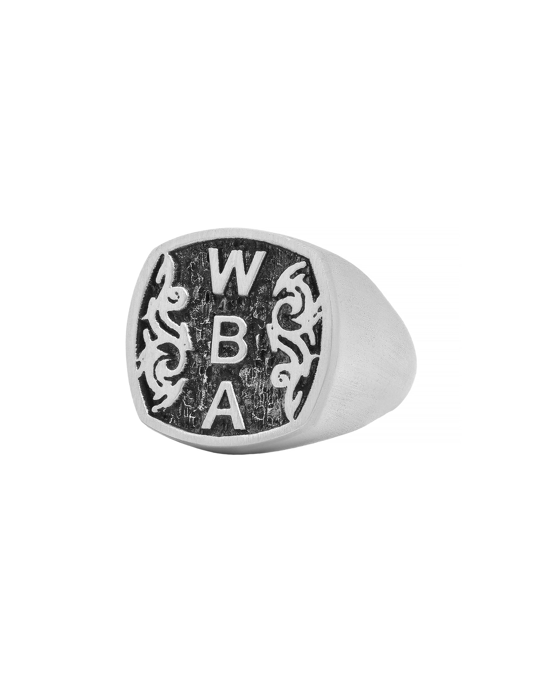 Personalized Signet Ring Oxidized Silver Viking Design