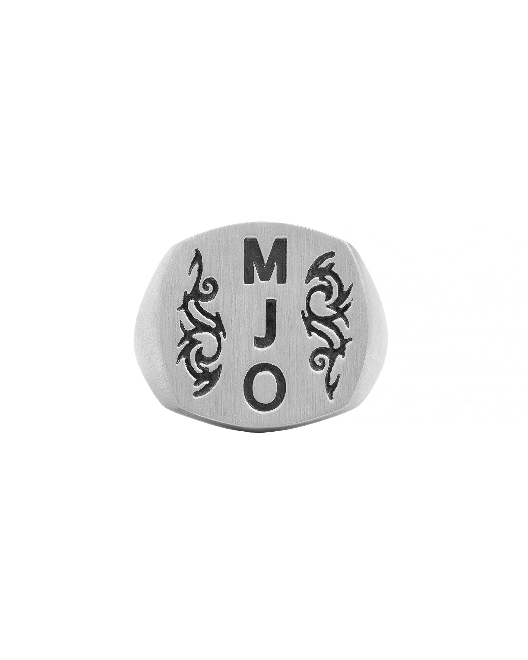 Custom Initial Silver Signet Ring Celtic Design Cushion