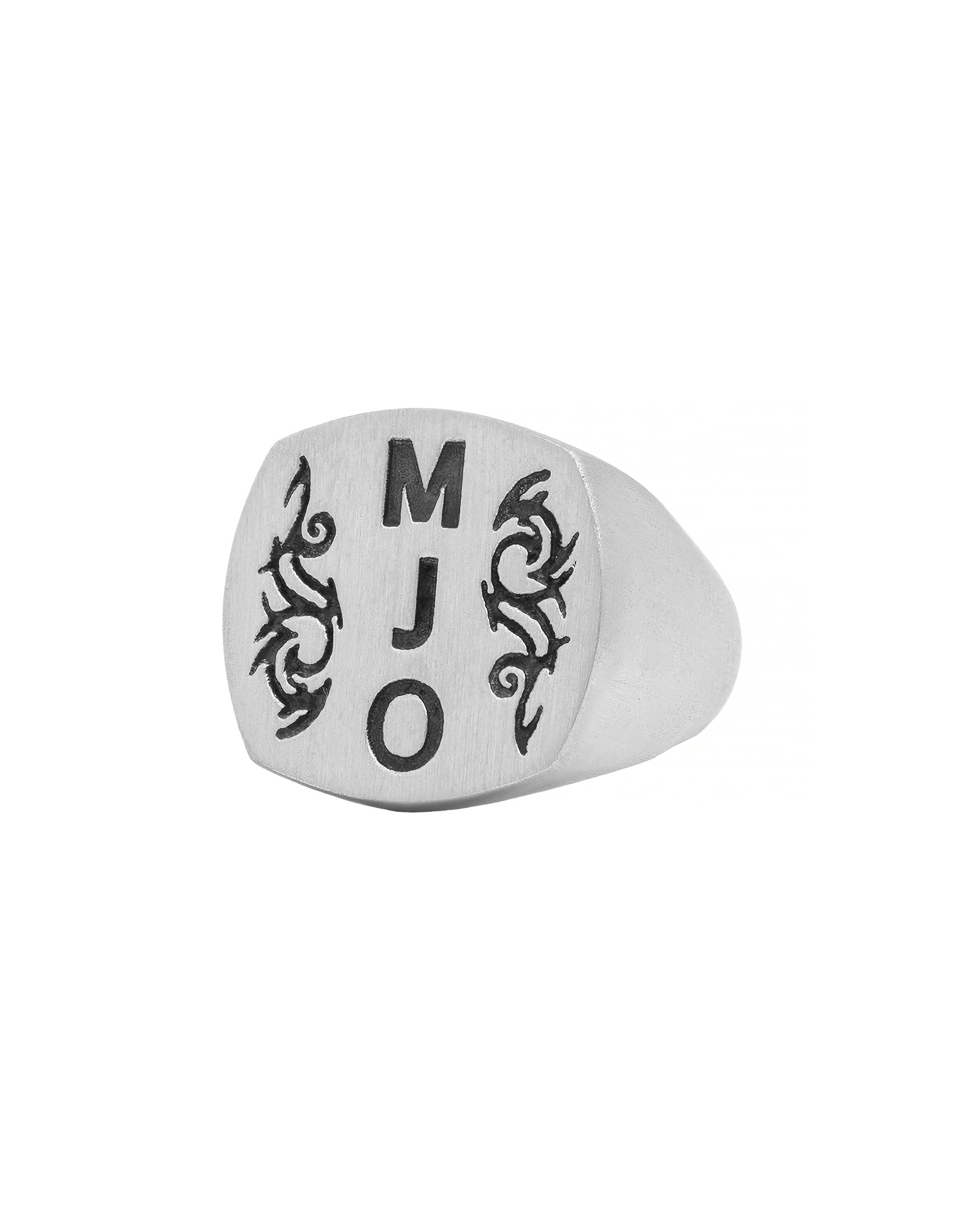 Custom Initial Silver Signet Ring Celtic Design Cushion
