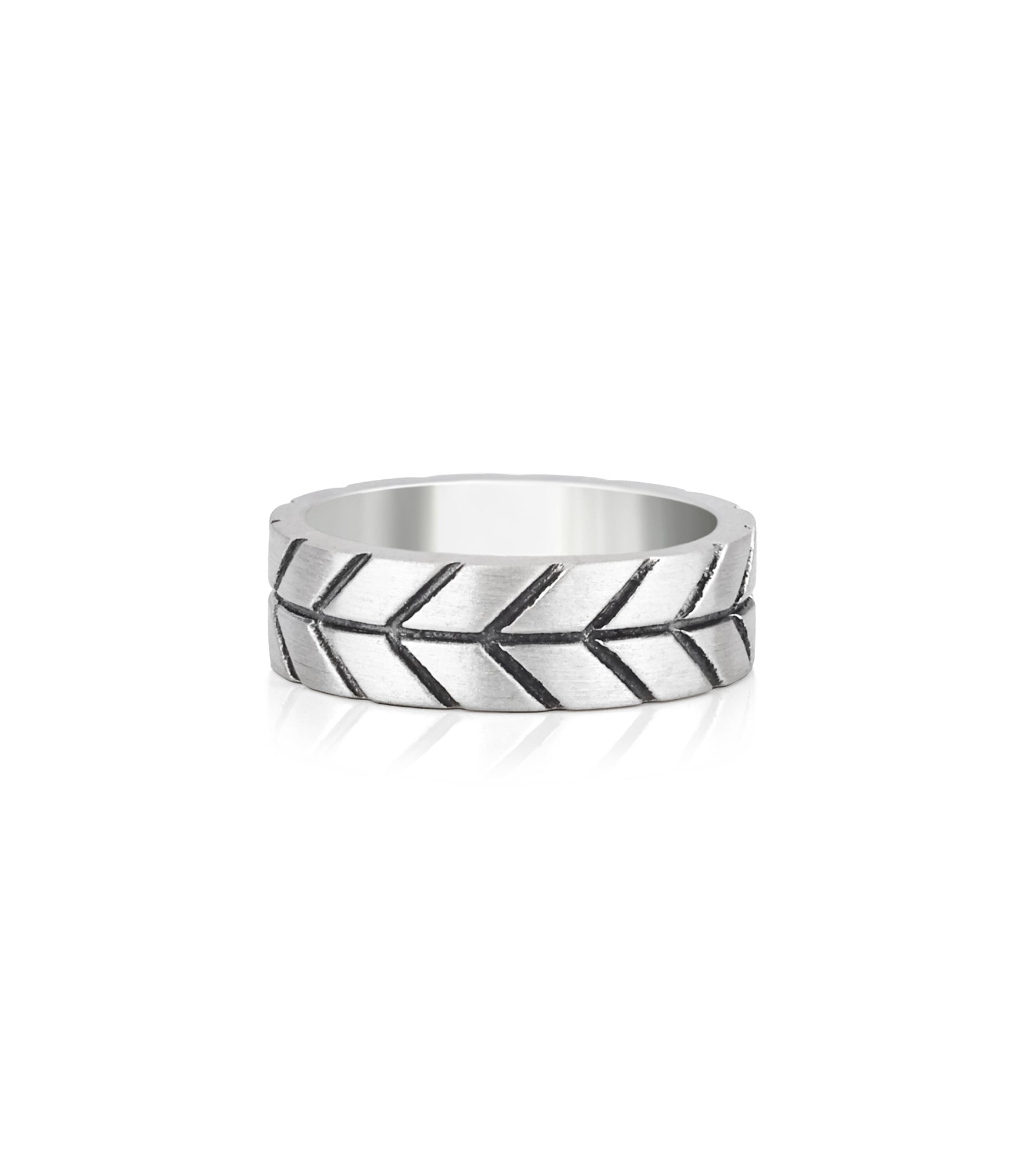 Engraved Chevron Wedding Band for Men Sterling Silver