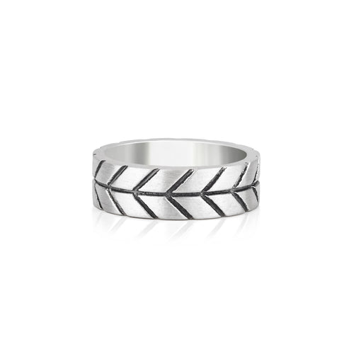 Engraved Chevron Wedding Band for Men Sterling Silver