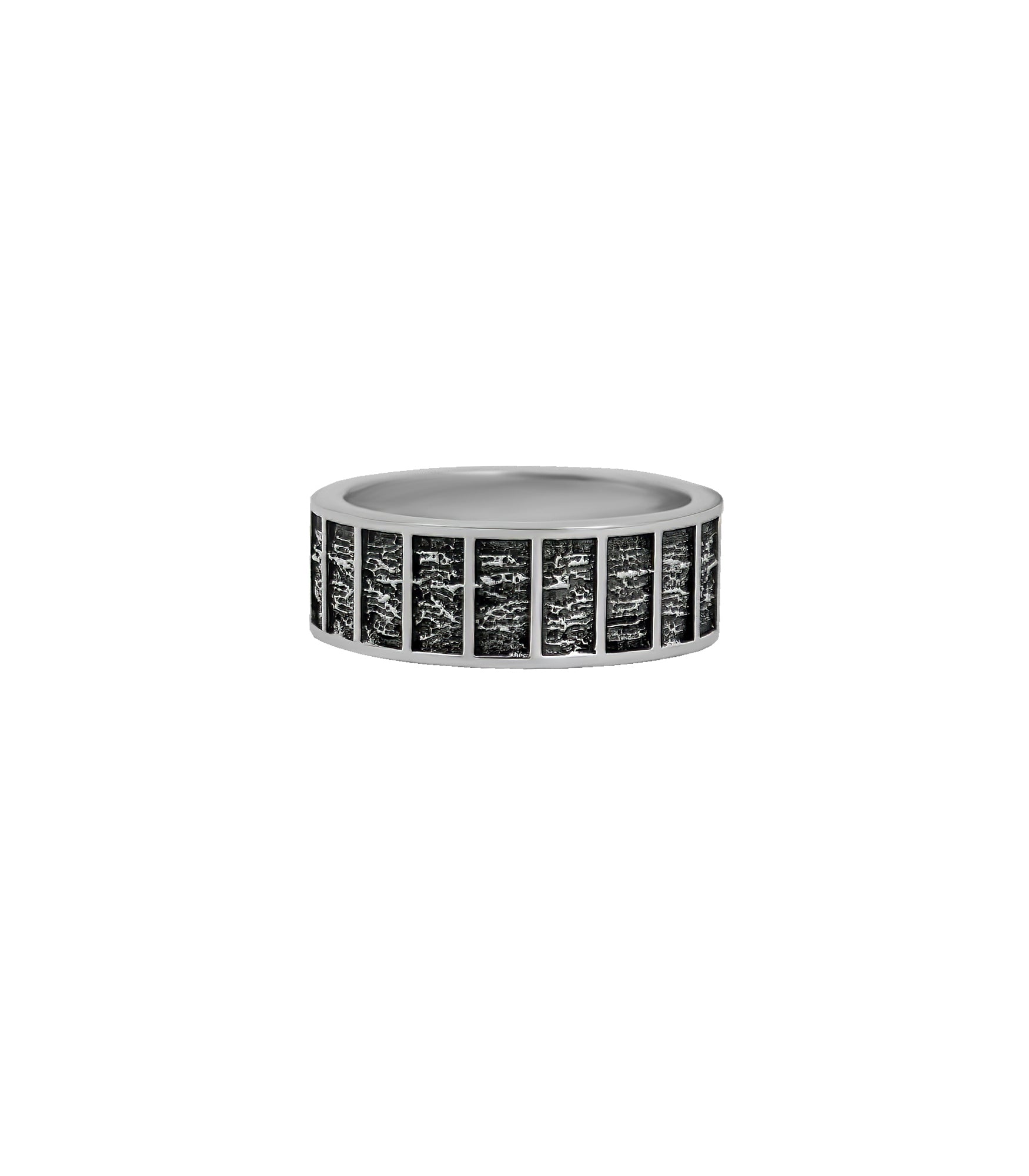 Hammered Silver Wedding Ring Geometric and Masculine