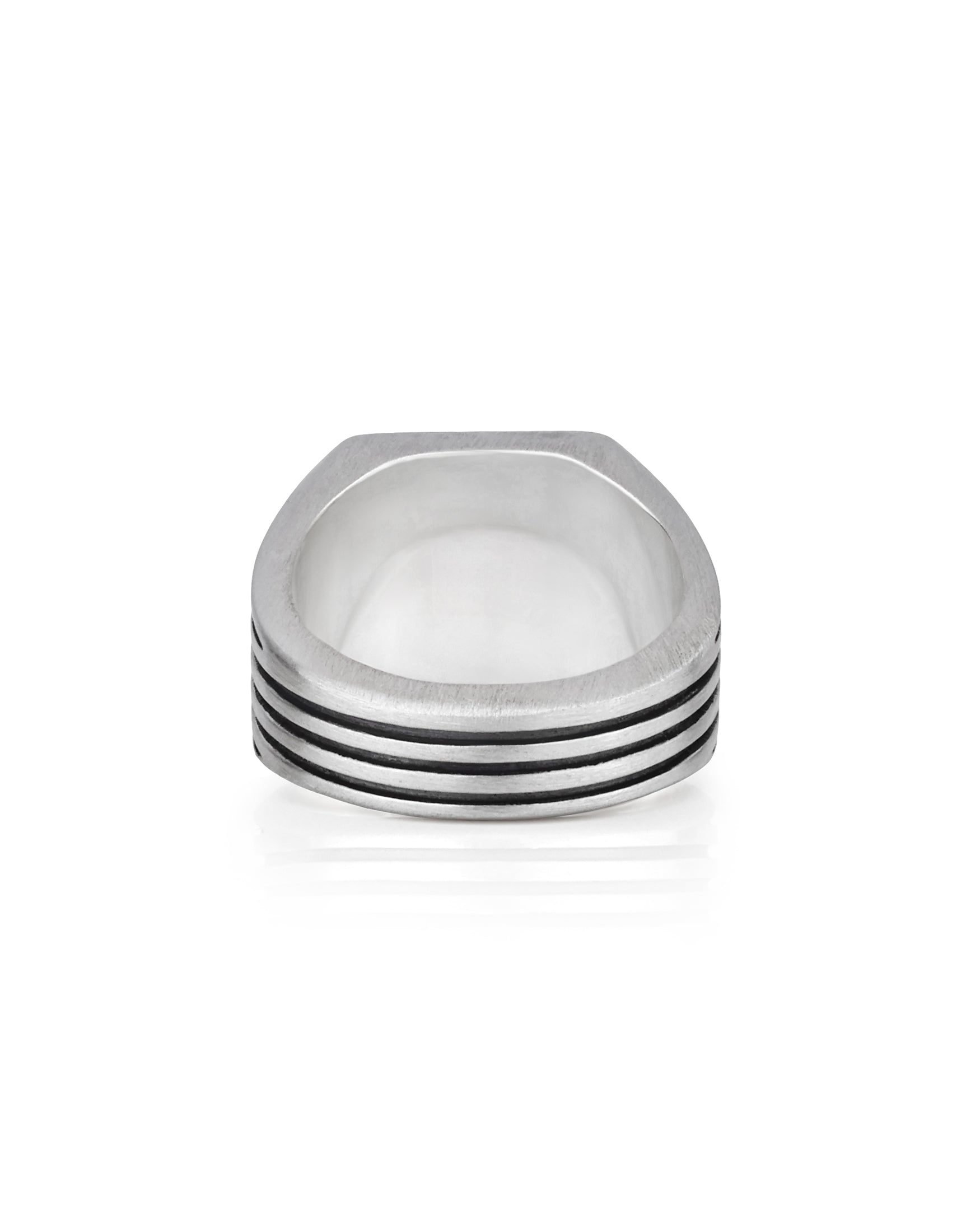 Chunky Soft Square Signet Ring with Stripes and Stones