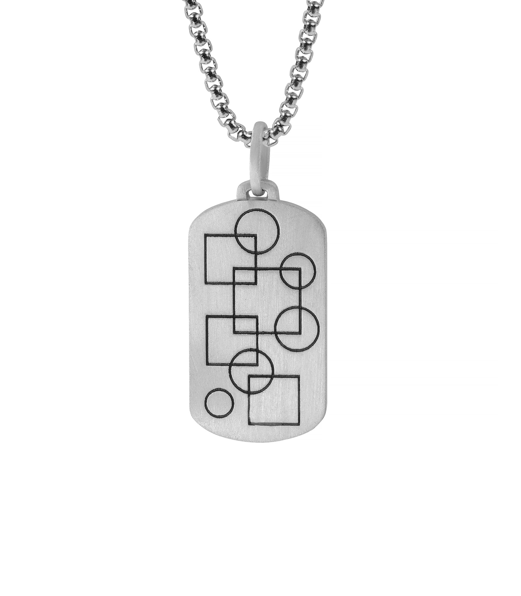 Minimalist Geometric themed Dog Tag Pendant Silver
