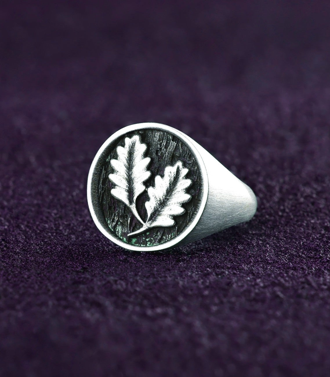 Mens Oak Leaf Ring Vintage inspired Silver Signet