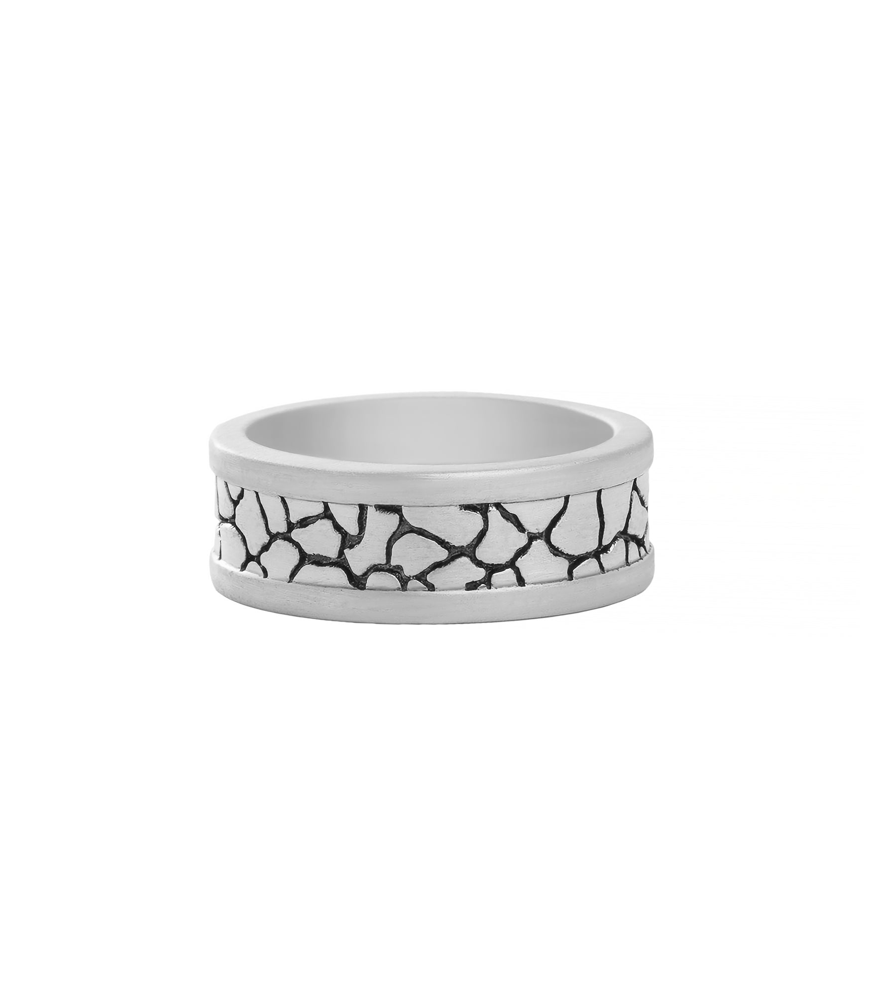 Cracked Silver Ring with Accented Edges Sterling Silver