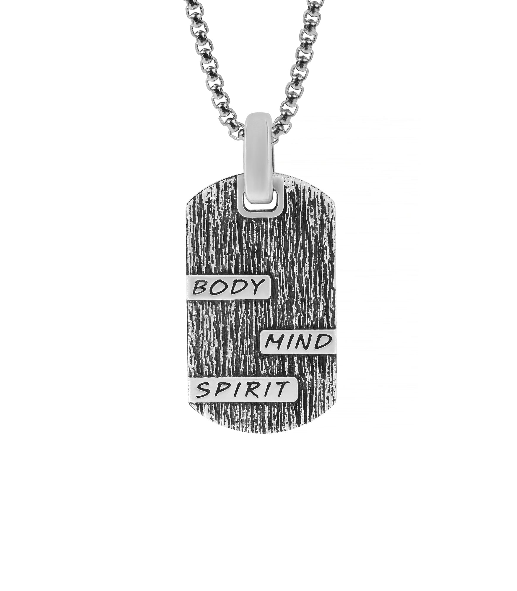 Wood Bark Silver Sublimation Tag Pendant for Men