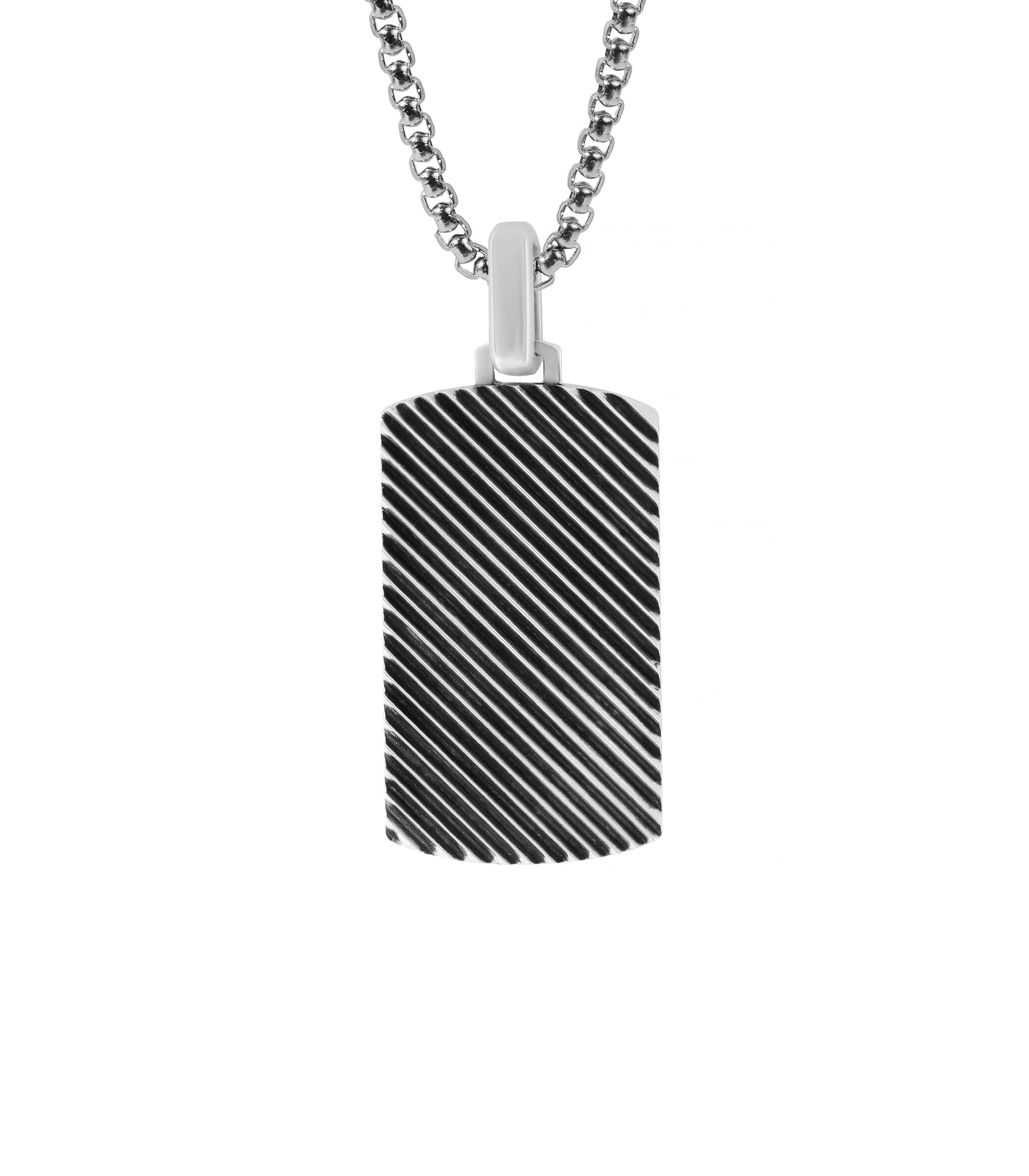Geometric Diagonal Design Pendant Black Oxidized Silver