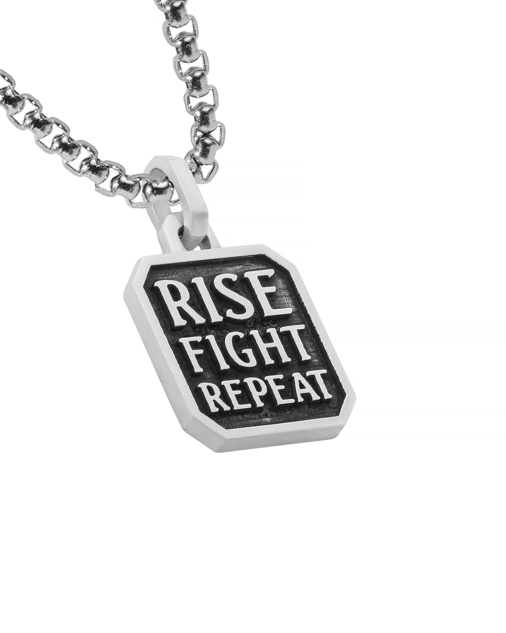 Men's Mantra Necklace Motivational Amulet Fine Silver