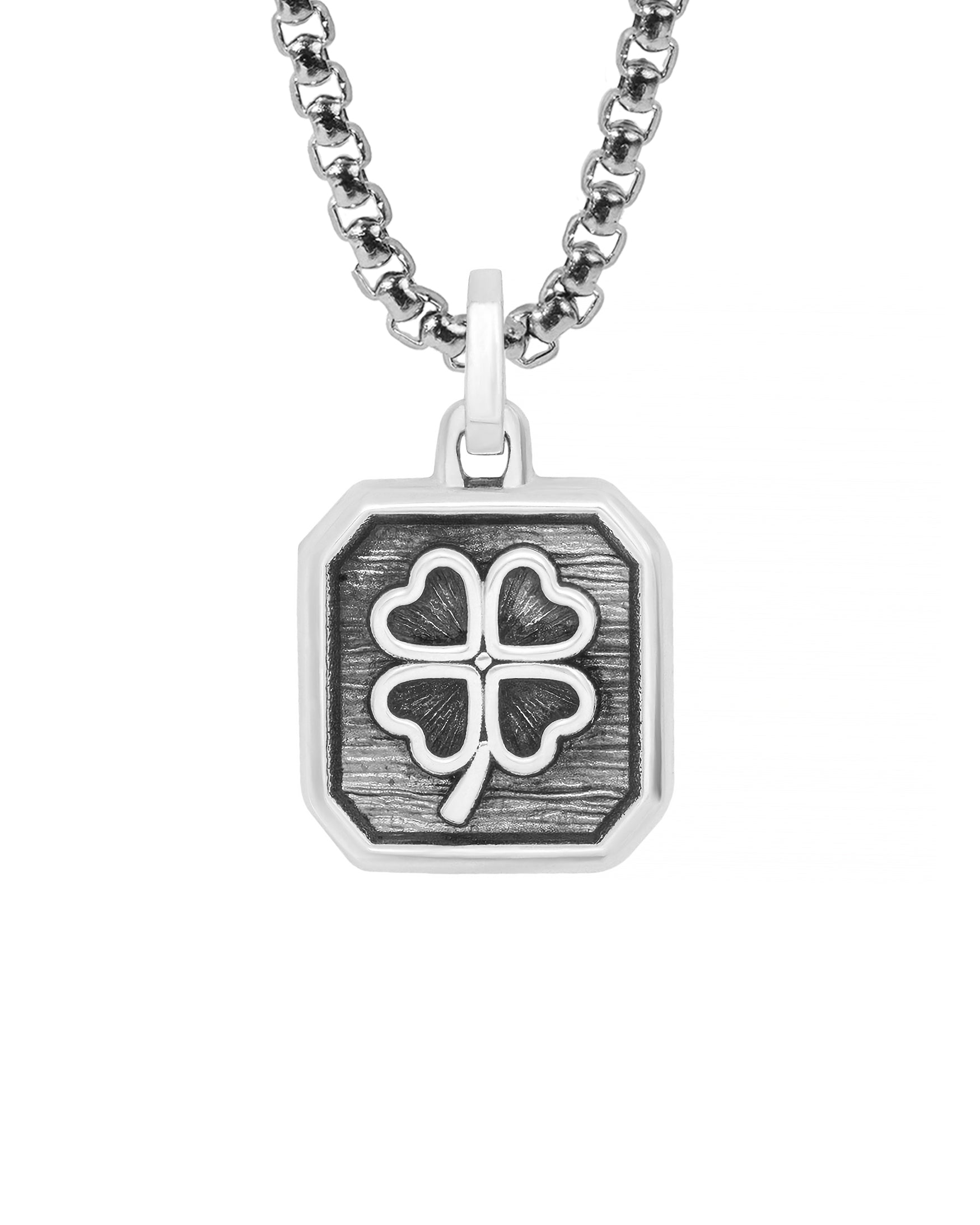 Outlined Clover Pendant Necklace Sterling Silver