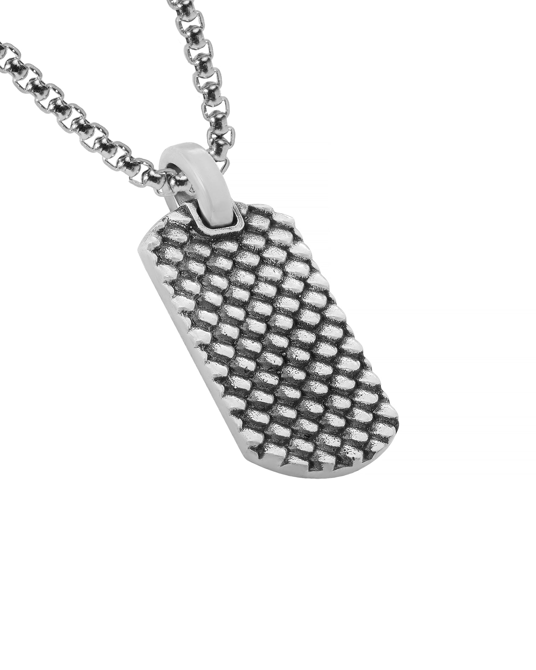 Rough Scales Necklace Tag Pendant Sterling Silver