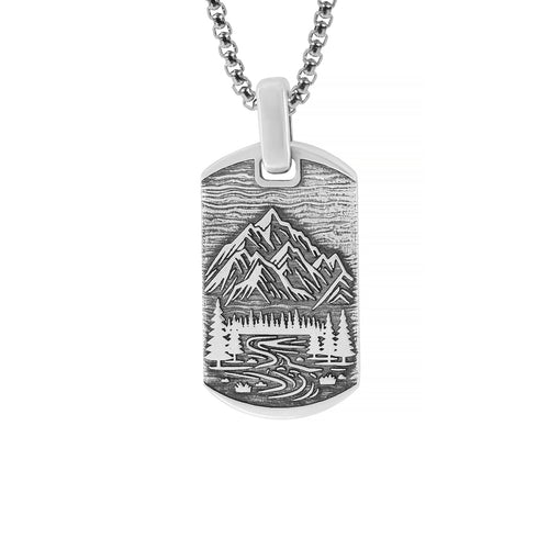 Mountains and Forest Nature Pendant Sterling Silver