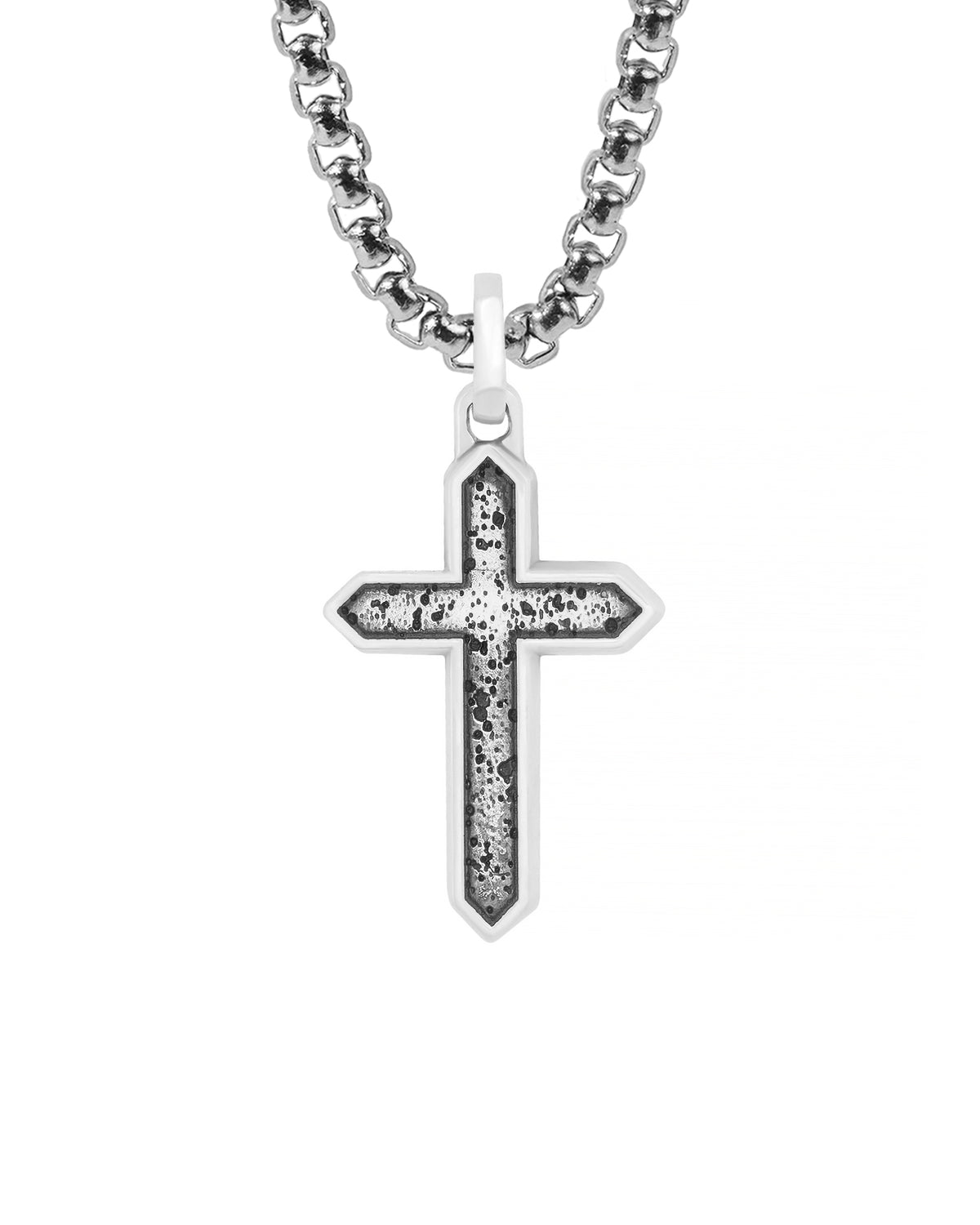 Vintage Style Cross Pendant Silver Weathered Design