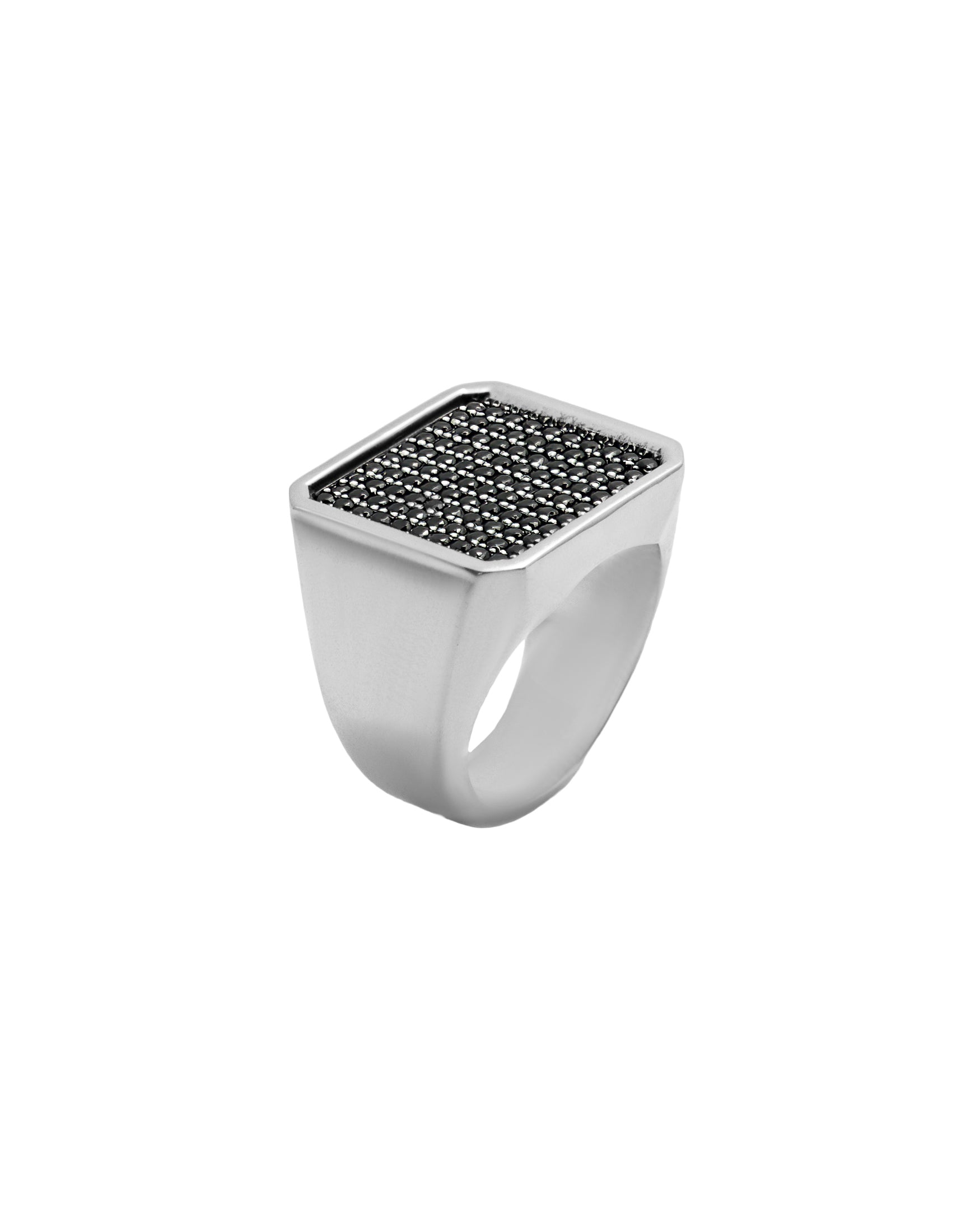 Large Square Signet Ring Black Stones for Gentleman