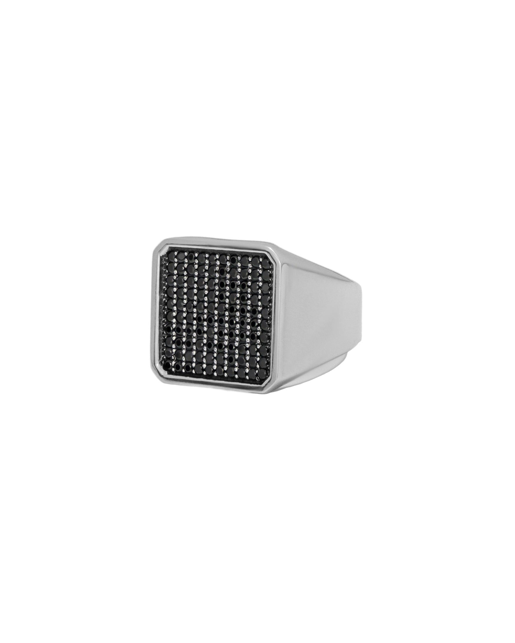 Large Square Signet Ring Black Stones for Gentleman
