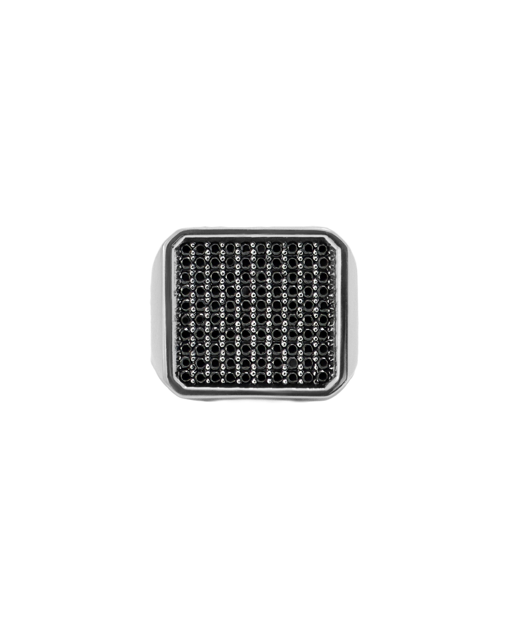 Large Square Signet Ring Black Stones for Gentleman