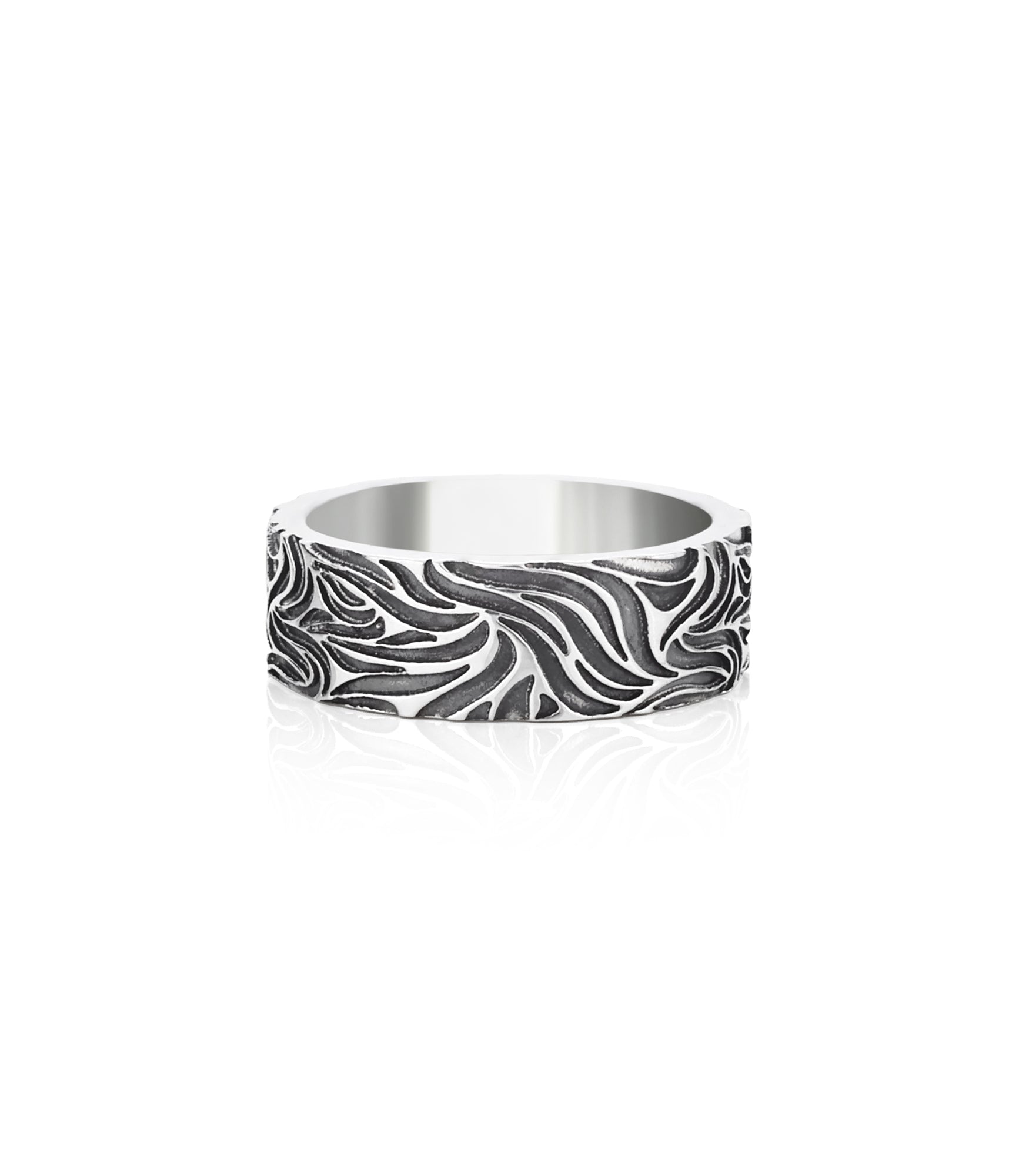 Engraved Silver Vine Ring Band Renaissance inspired