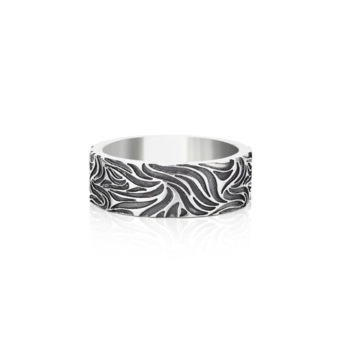 Engraved Silver Vine Ring Band Renaissance inspired