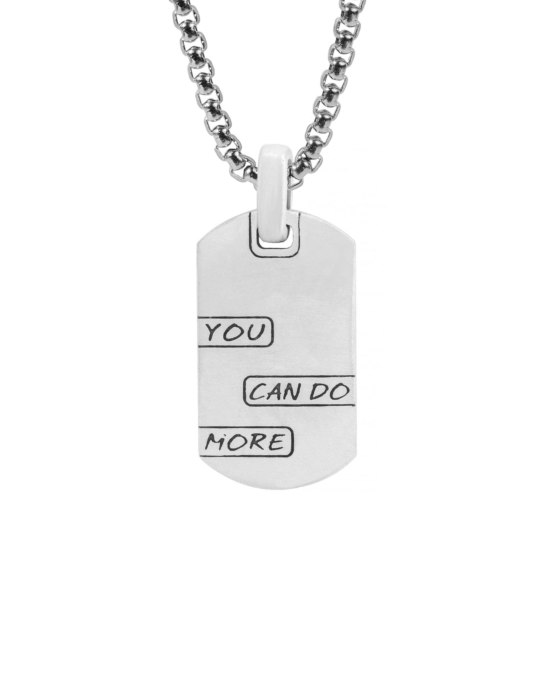 Motivational Dog Tag Pendant Silver You Can Do More