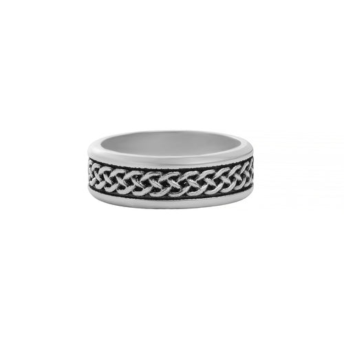 Mens Celtic Knot Ring Band Plain and Oxidized Silver