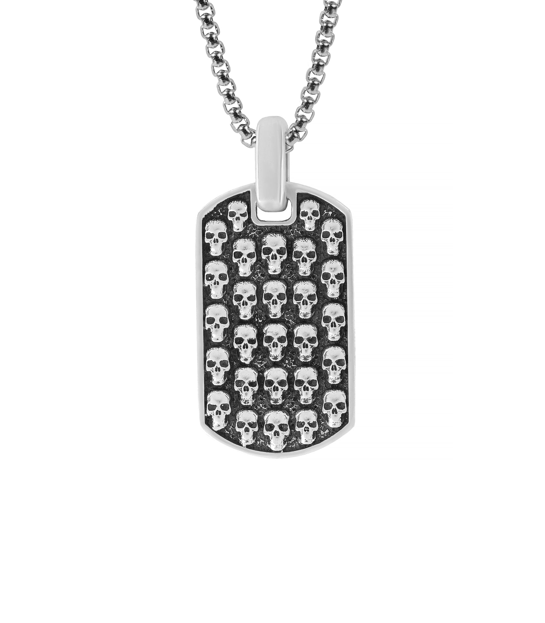 Gothic Pendant Necklace with Skulls Oxidized Silver