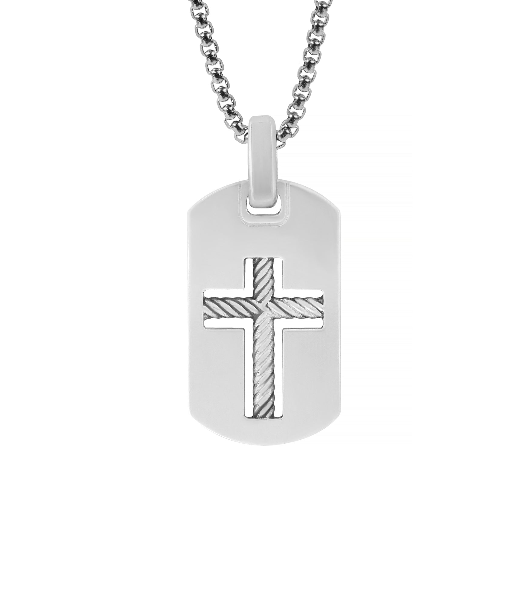 Men's Pendant with a Carved Cross in a Twisted Design