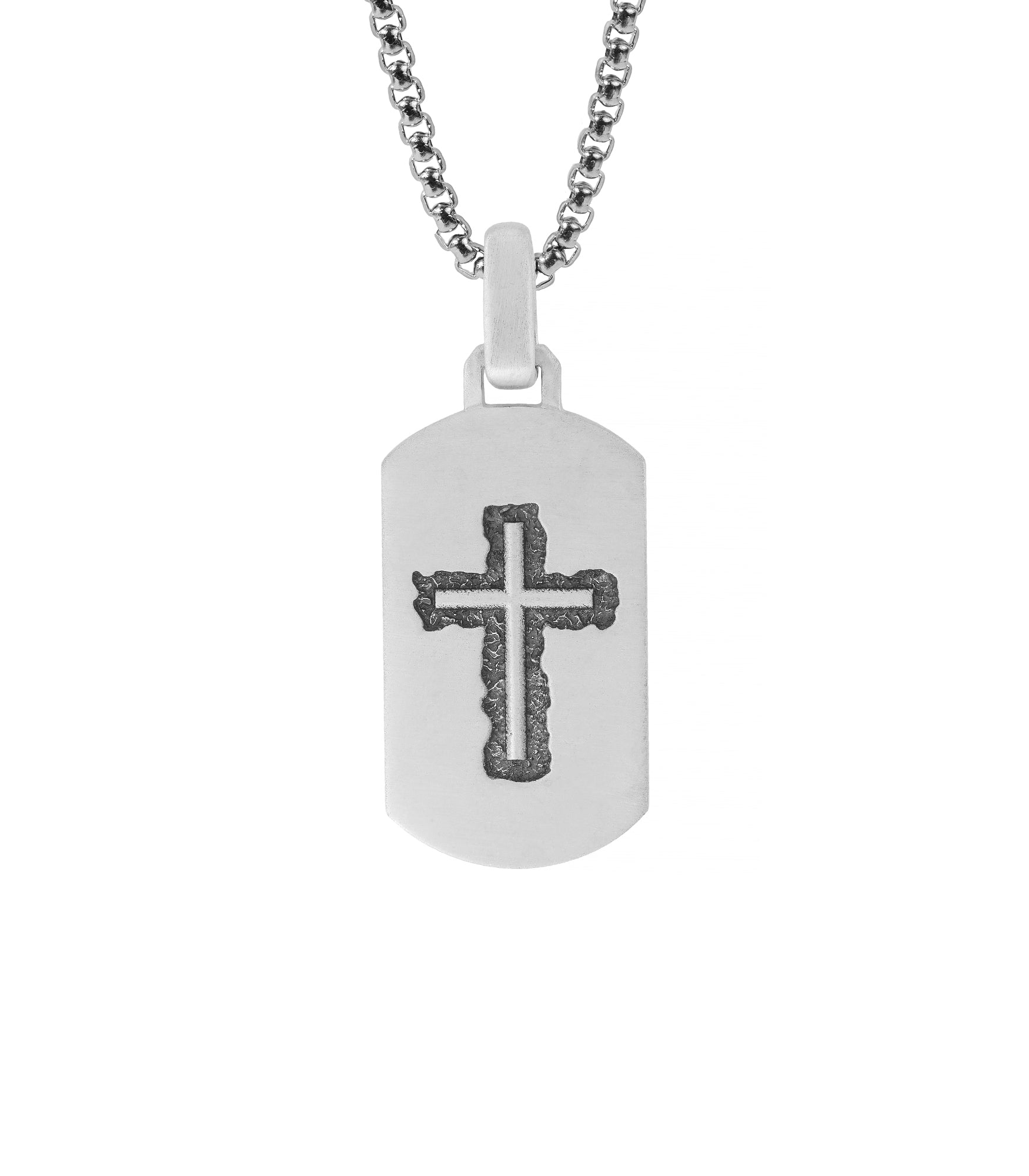 Handcrafted Cross Pendant Polished & Oxidized Silver