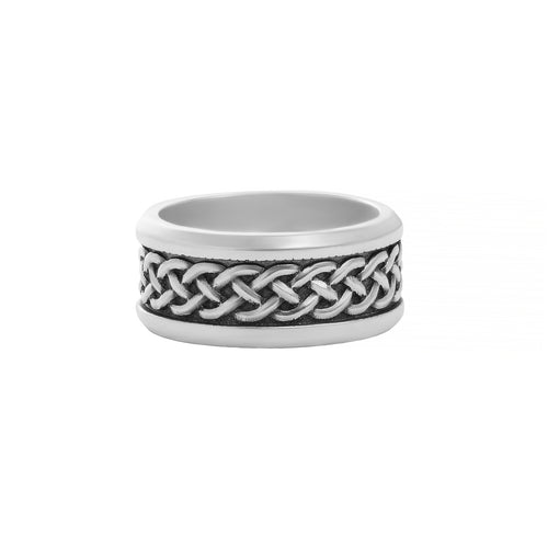 Wide Celtic Wedding Ring Irish Knots Oxidized Surface