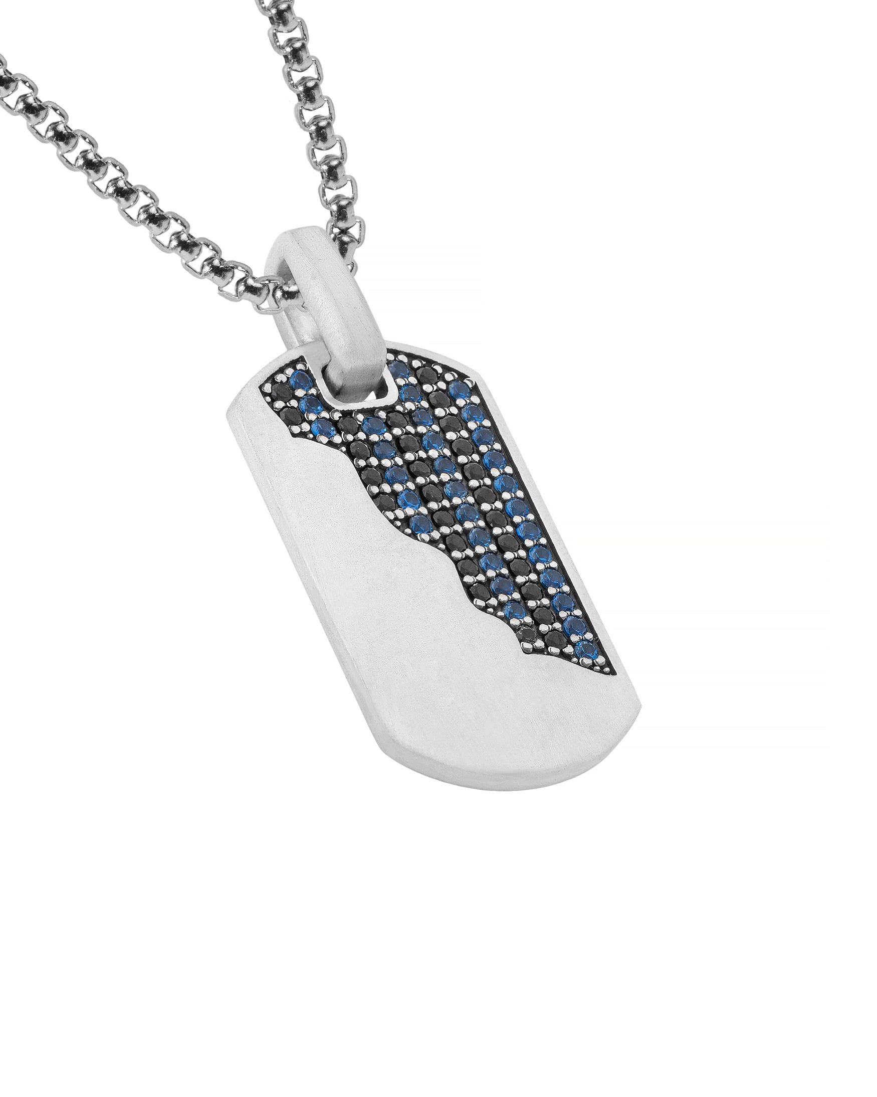 Mens Black and Blue Gemstones Pendant Sterling Silver
