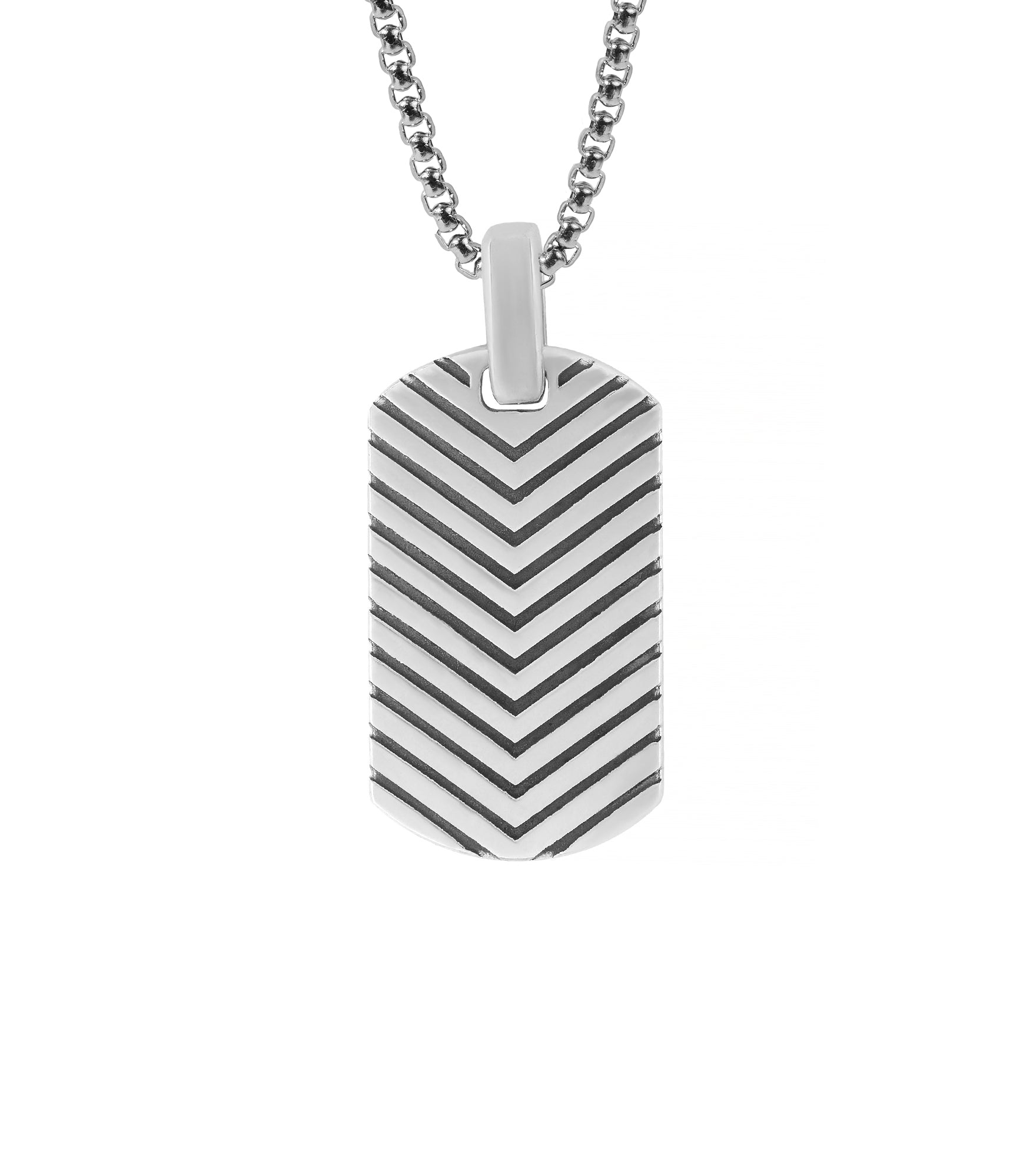 Stylish Chevron Tag Pendant Sterling Silver Geometric