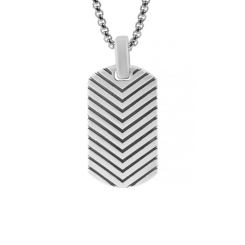 Stylish Chevron Tag Pendant Sterling Silver Geometric