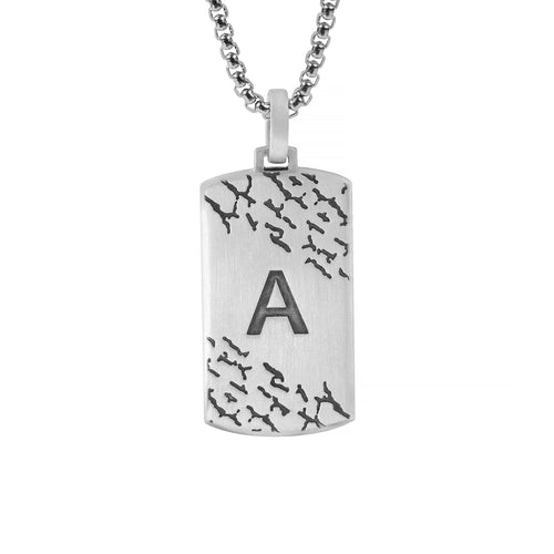 Brutal Engraved Letter Pendant for Men in Silver