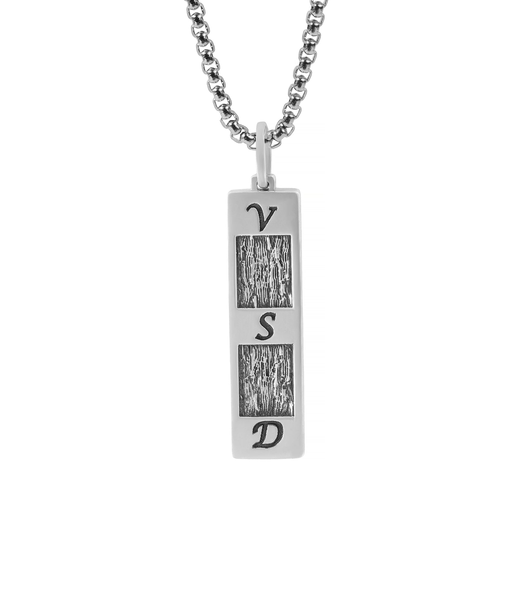 Personalized Initial Bar Necklace Silver Mixed Finish