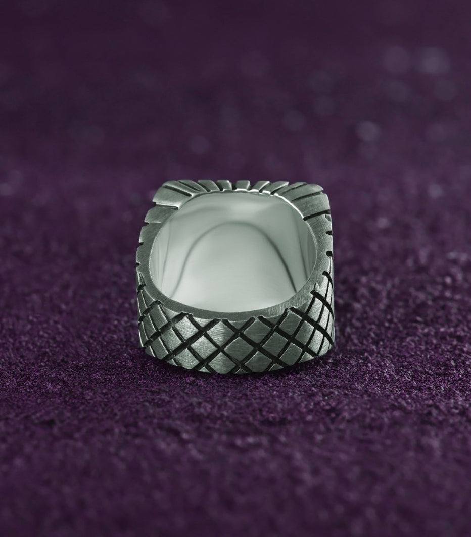Structured Design Square Signet Ring Mid Century Modern