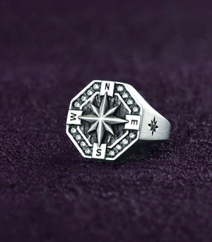 Naval Ring Wind Rose & Directions Nautical Gift for Men