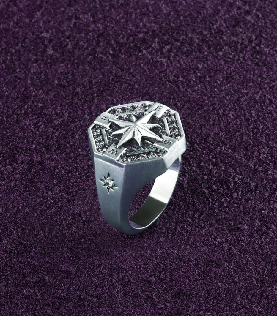 Naval Ring Wind Rose & Directions Nautical Gift for Men