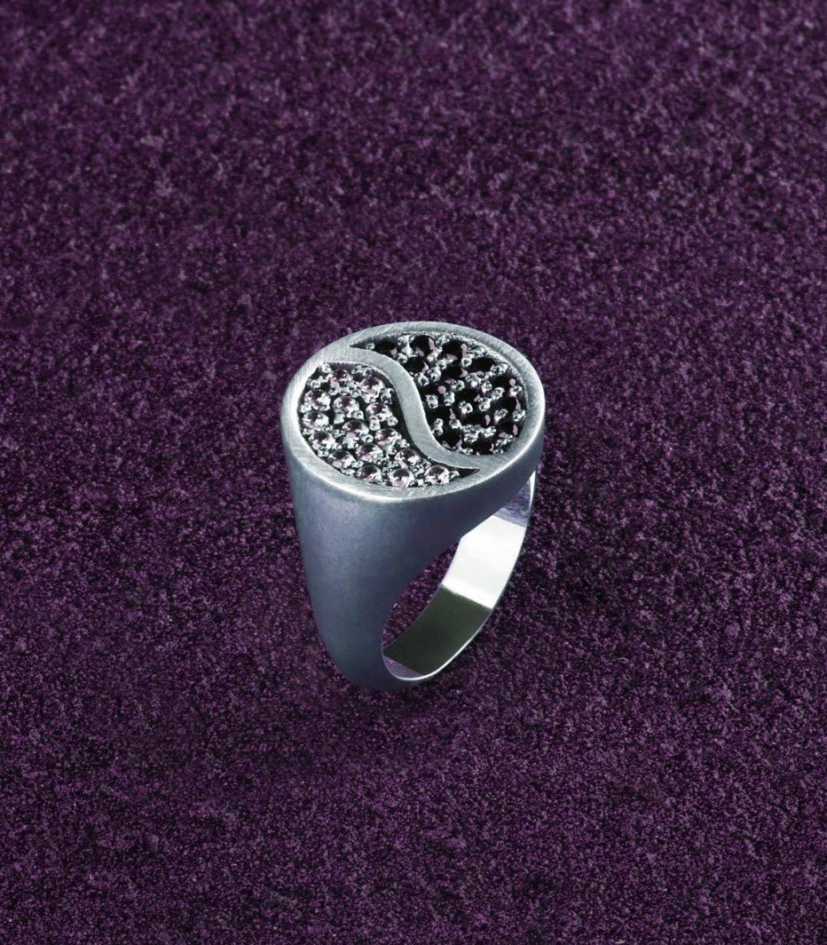 Taijitu Ring Black & White Stones Tai Chi Jewelry Gift