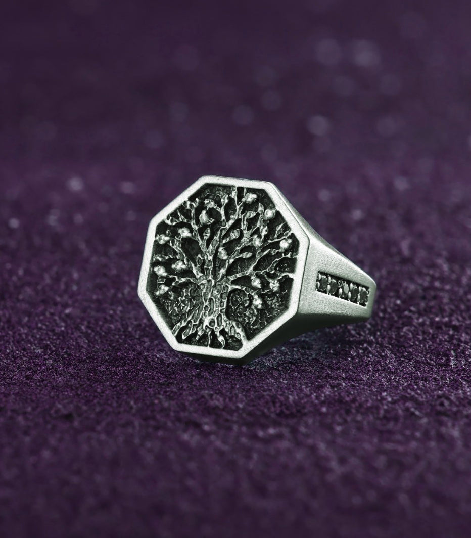Mens Yggdrasil Ring Celtic Tree Gift for Anniversary