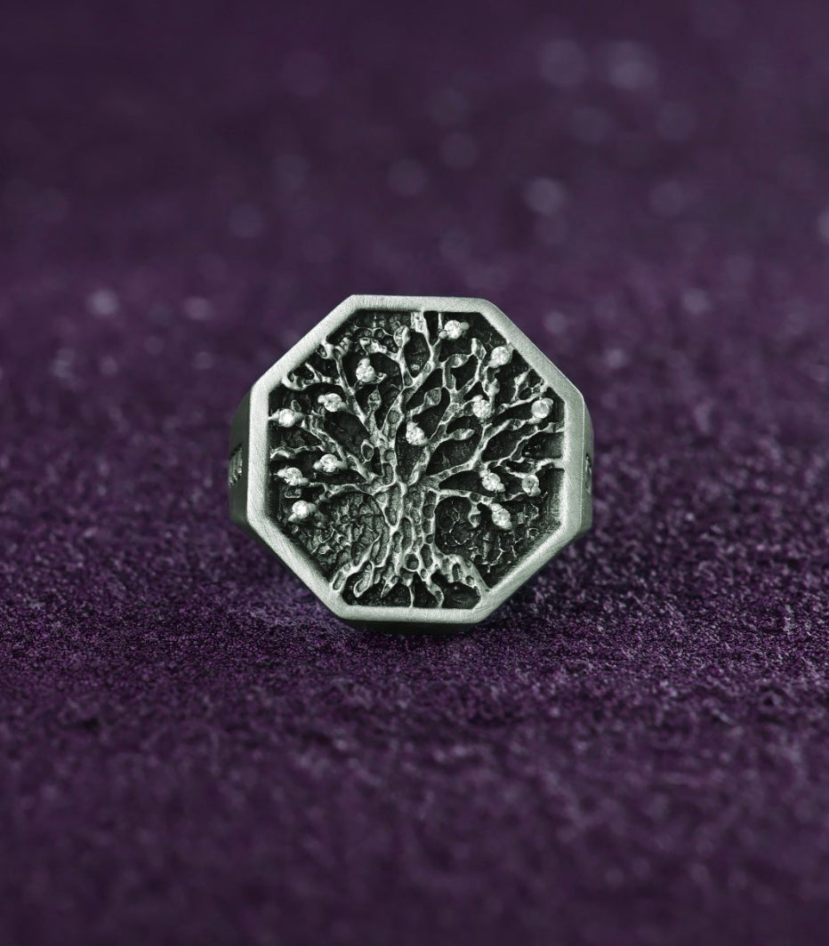 Mens Yggdrasil Ring Celtic Tree Gift for Anniversary
