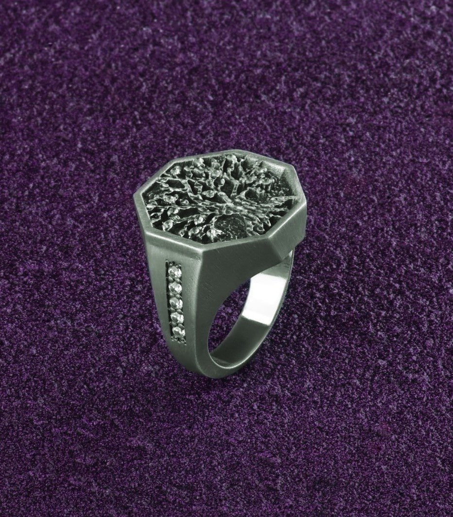Mens Yggdrasil Ring Celtic Tree Gift for Anniversary